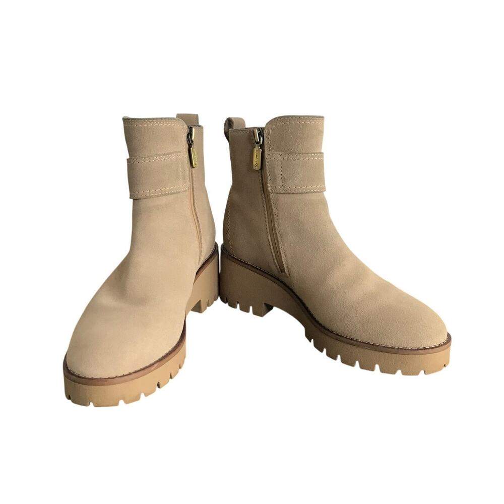 Blondo Booties Womens Size 6M‎ Tan Suede Side Zip Chucky Sole Waterproof